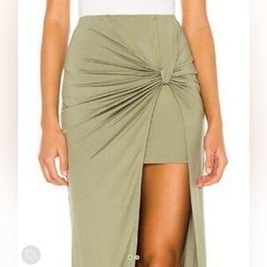 Superdown Asymmetrical Olive Dress